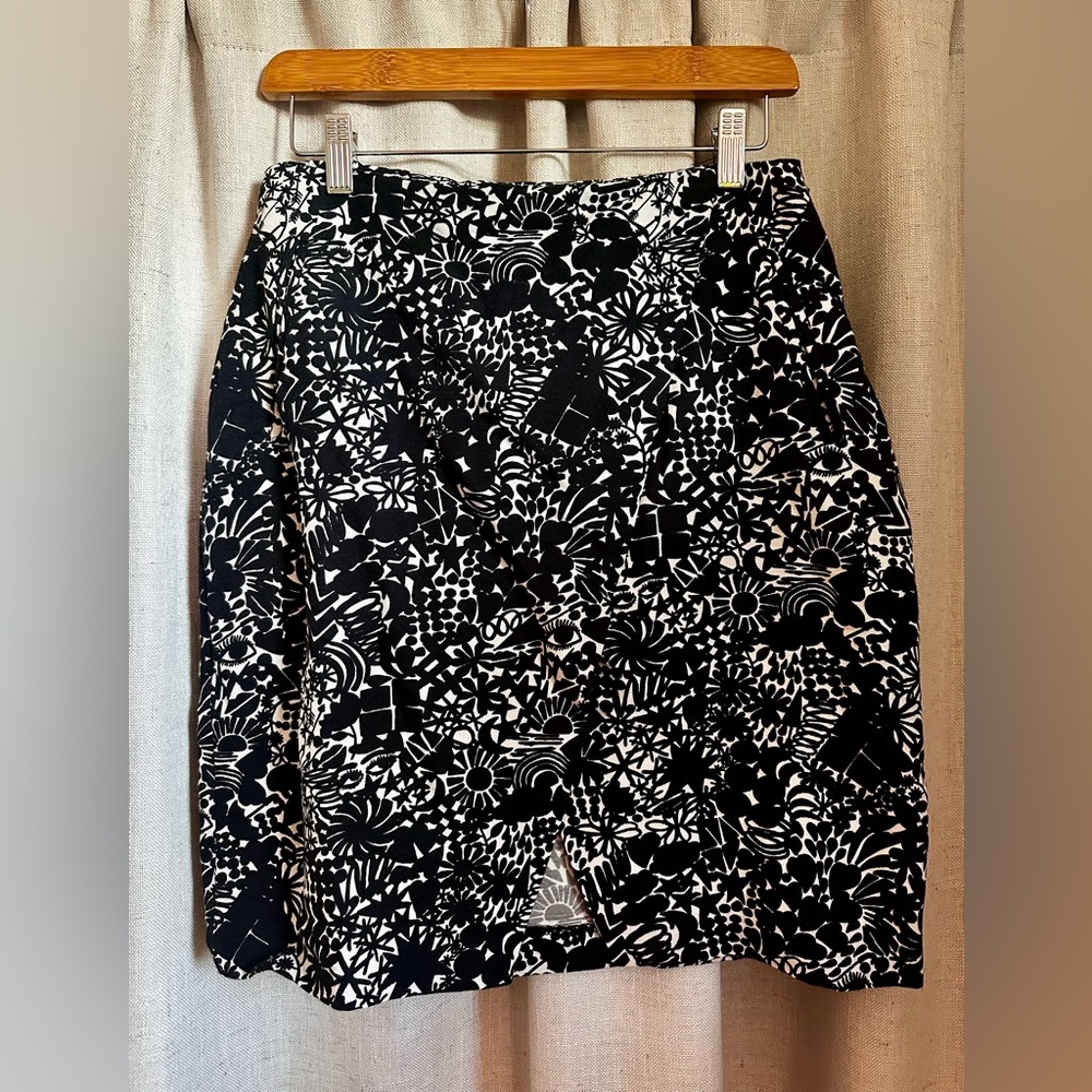 WHIT Black and White Graphic Pencil Skirt